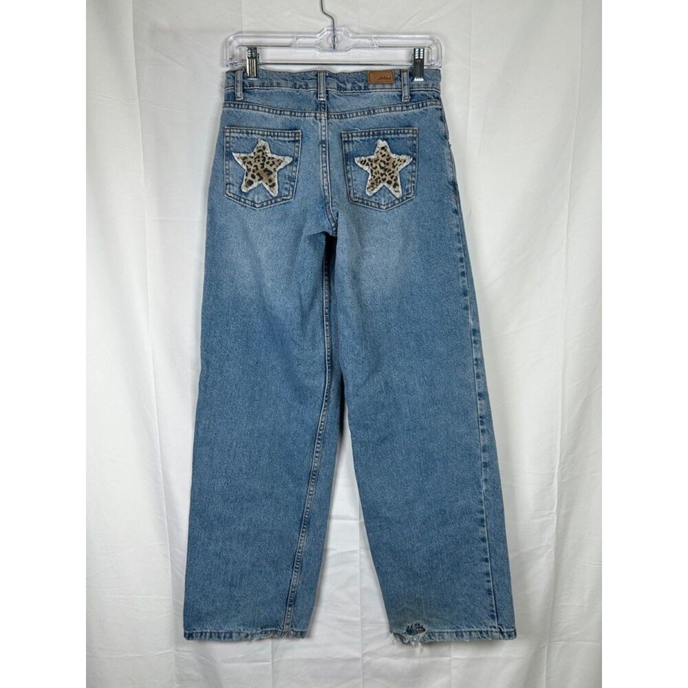 Subdued Low Waist Baggy Wide Leg Jeans Women’s US 2 Blue Distressed 31" Leg